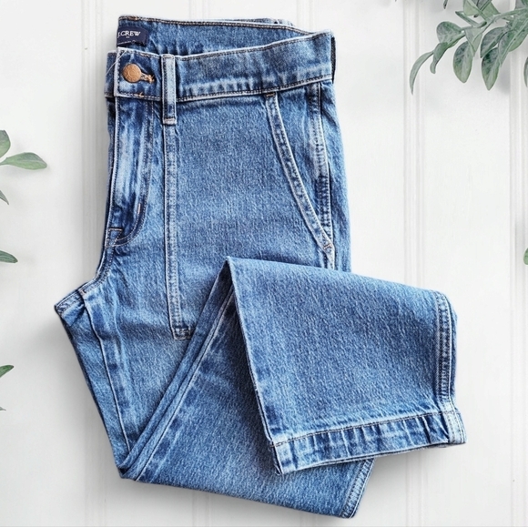 J. Crew | Factory Petite Crop Denim Utility Patch Pocket Jeans Blue Womens - Picture 1 of 11
